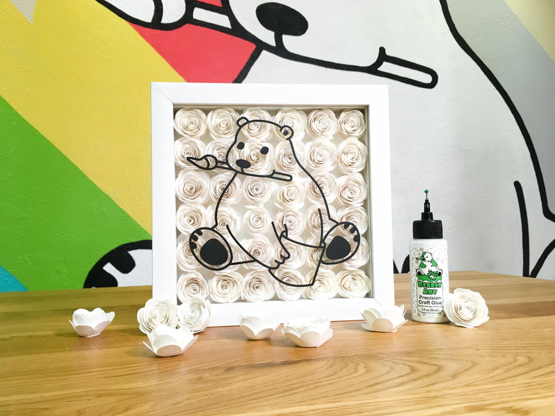 Bearly Art Shadow Box and Rolled Flowers Craft