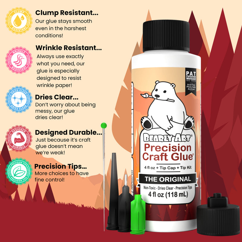 Bearly Art Precision Craft Glue - The Mini - 2FL oz with Tip Kit - Dries Clear 