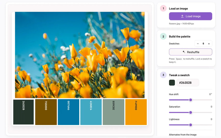 Palette Studio: Add colors, reshuffle