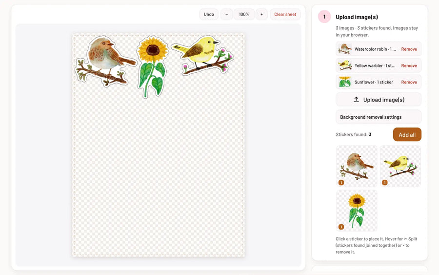 Sticker Sheet Maker: Laid out with an offset