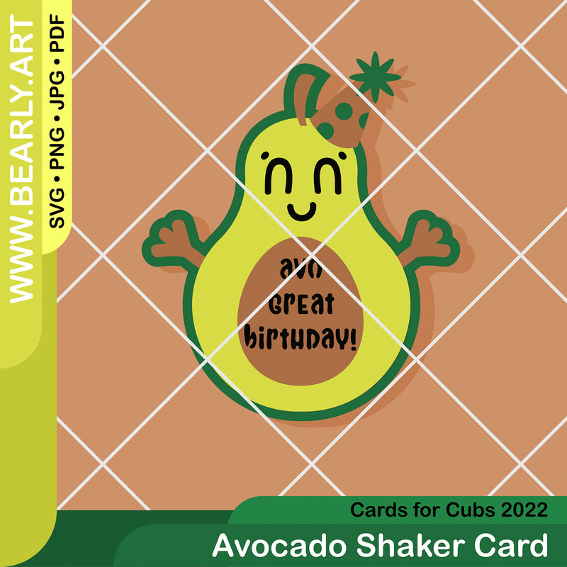 Cards For Cubs - Avocado Birthday Shaker Card