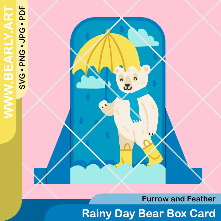 Rainy Day Bear Box Card from @FurrowandFeather