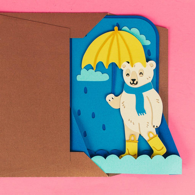 Rainy Day Bear Box Card from @FurrowandFeather