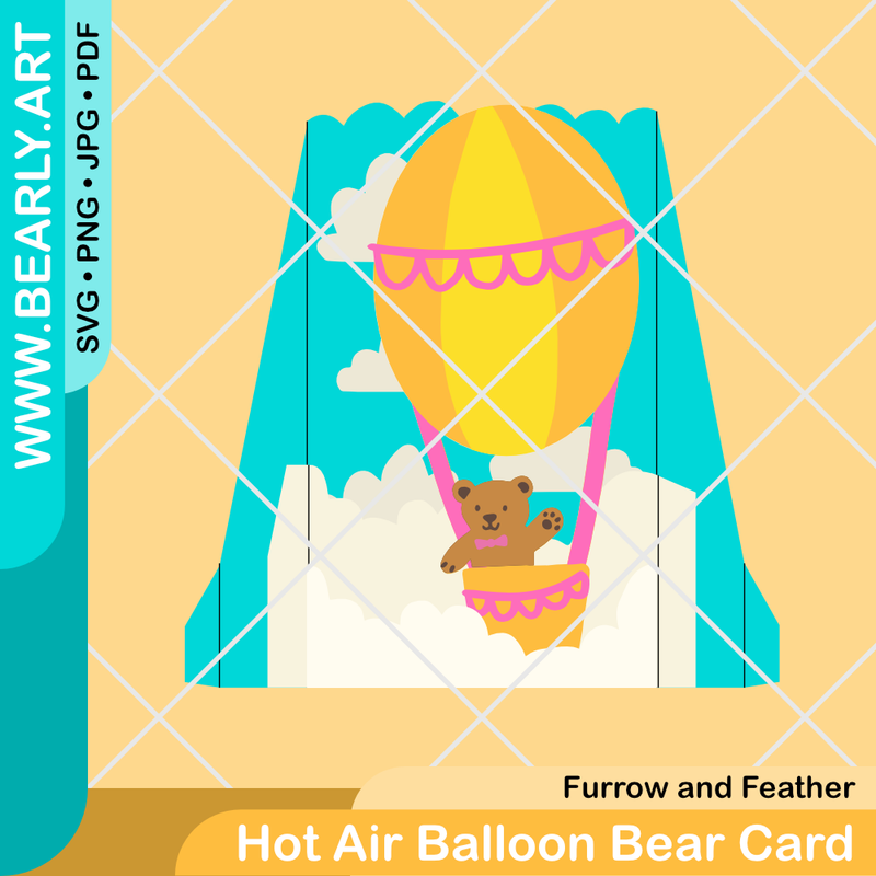 Hot Air Balloon Bear Card from @FurrowandFeather