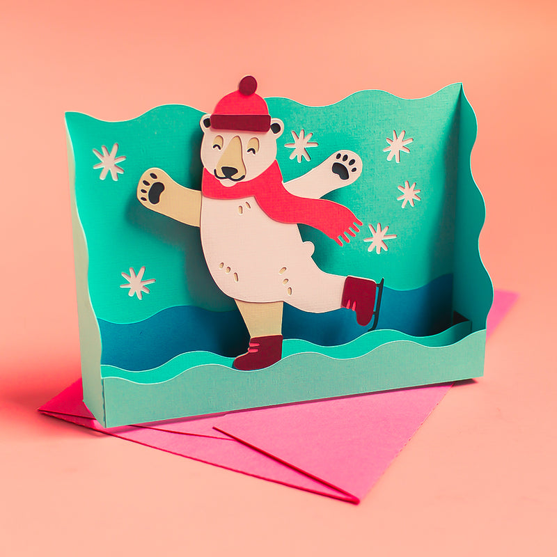 Ice Skating Bear Box Card from @FurrowandFeather